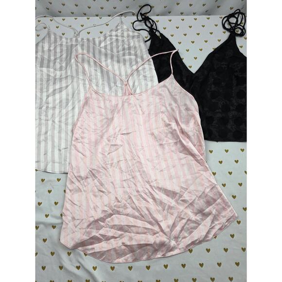 Victorias Secret lot of 3 medium satin sleep tops tanks pajamas - Picture 1 of 7